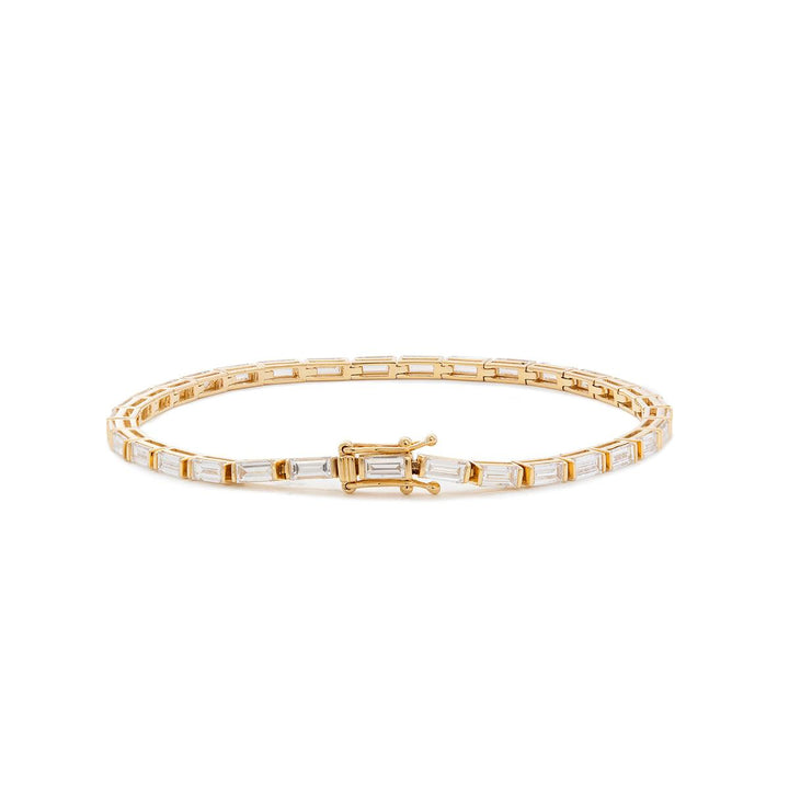 4×2mm Baguette Cut Lab Diamond Half - Bezel Basket Tennis Bracelet - FIORESE JEWELRY