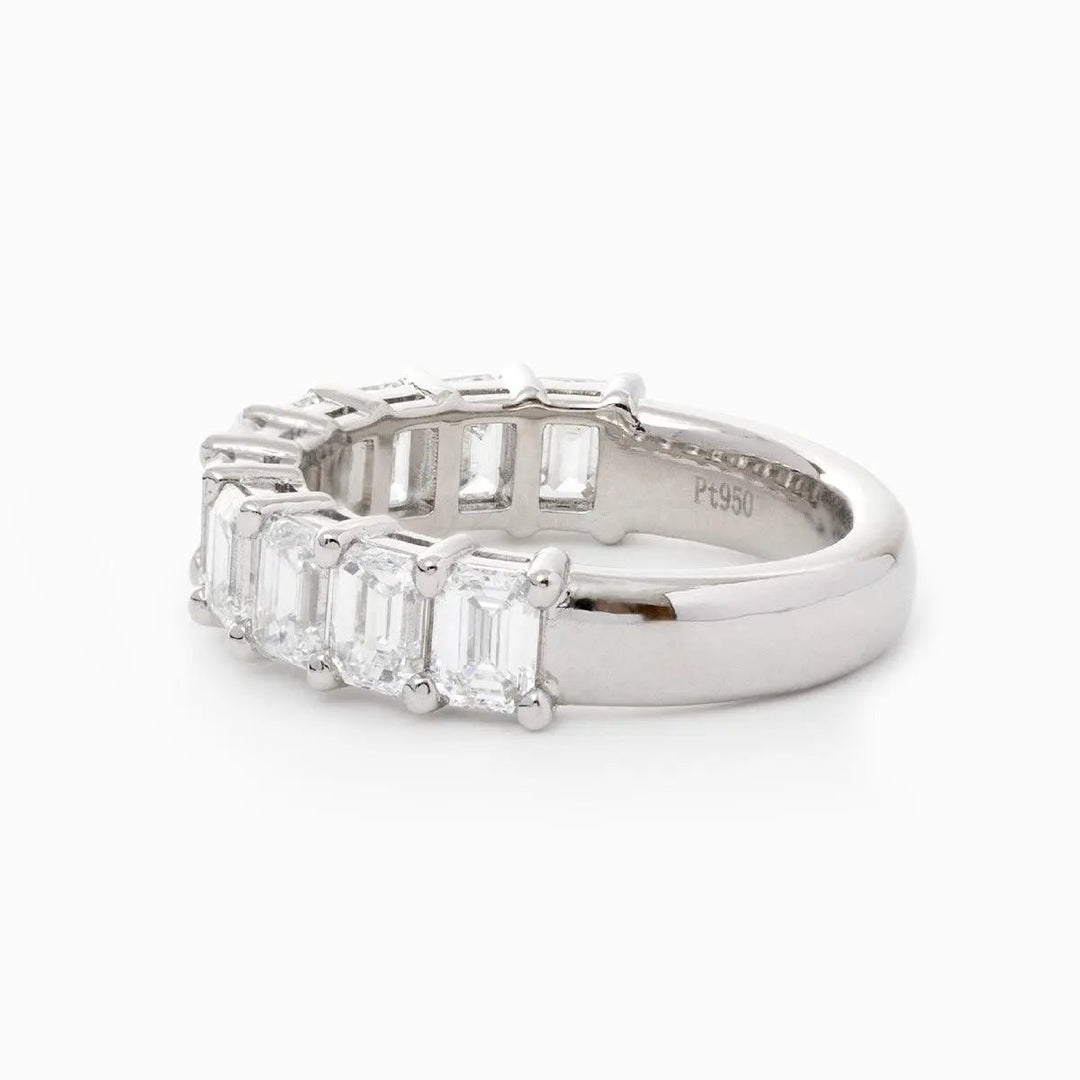 4*3mm Emerald Cut Lab Diamond Shared Claw Prong Basket Half Eternity Ring - FIORESE JEWELRY