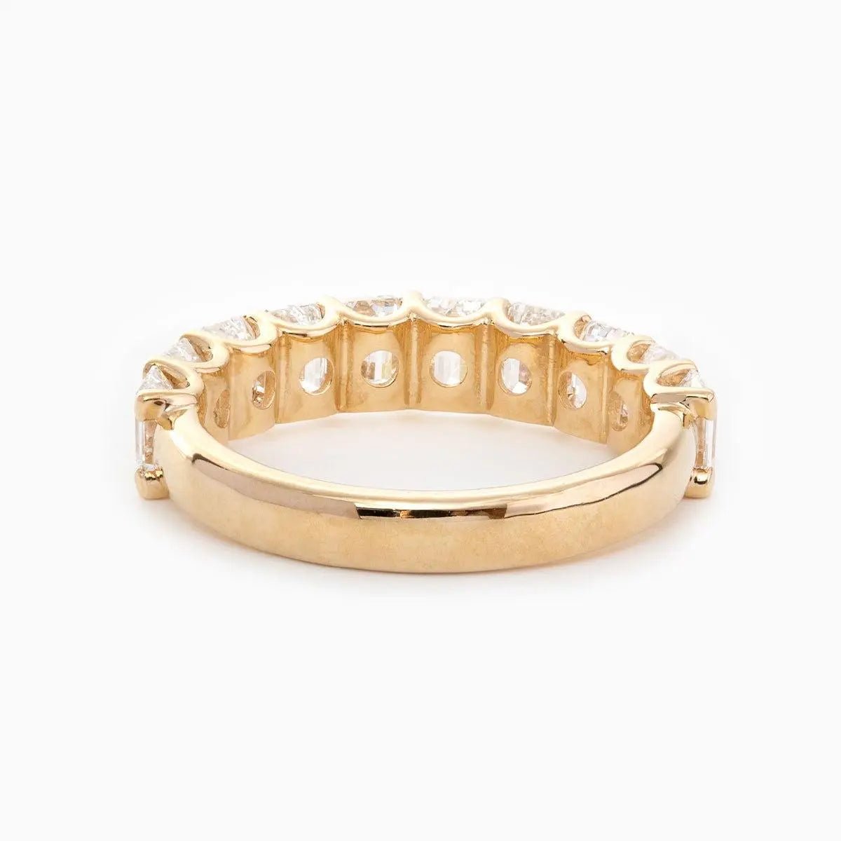 4*3MM Emerald Cut Lab Diamond U Shaped Pave Half Eternity Band