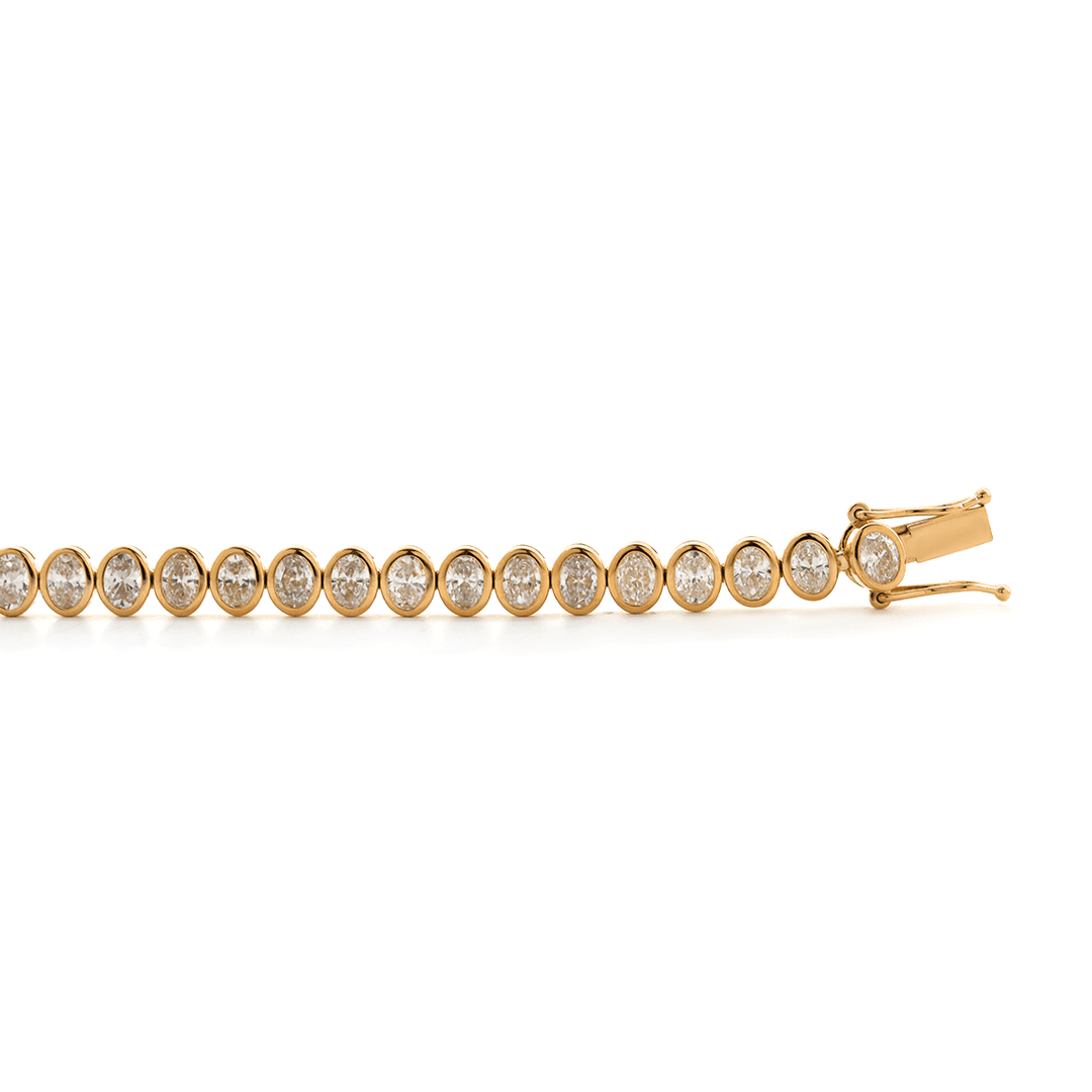 4*3mm Oval Cut Lab Diamond Bezel Tennis Bracelet - FIORESE JEWELRY