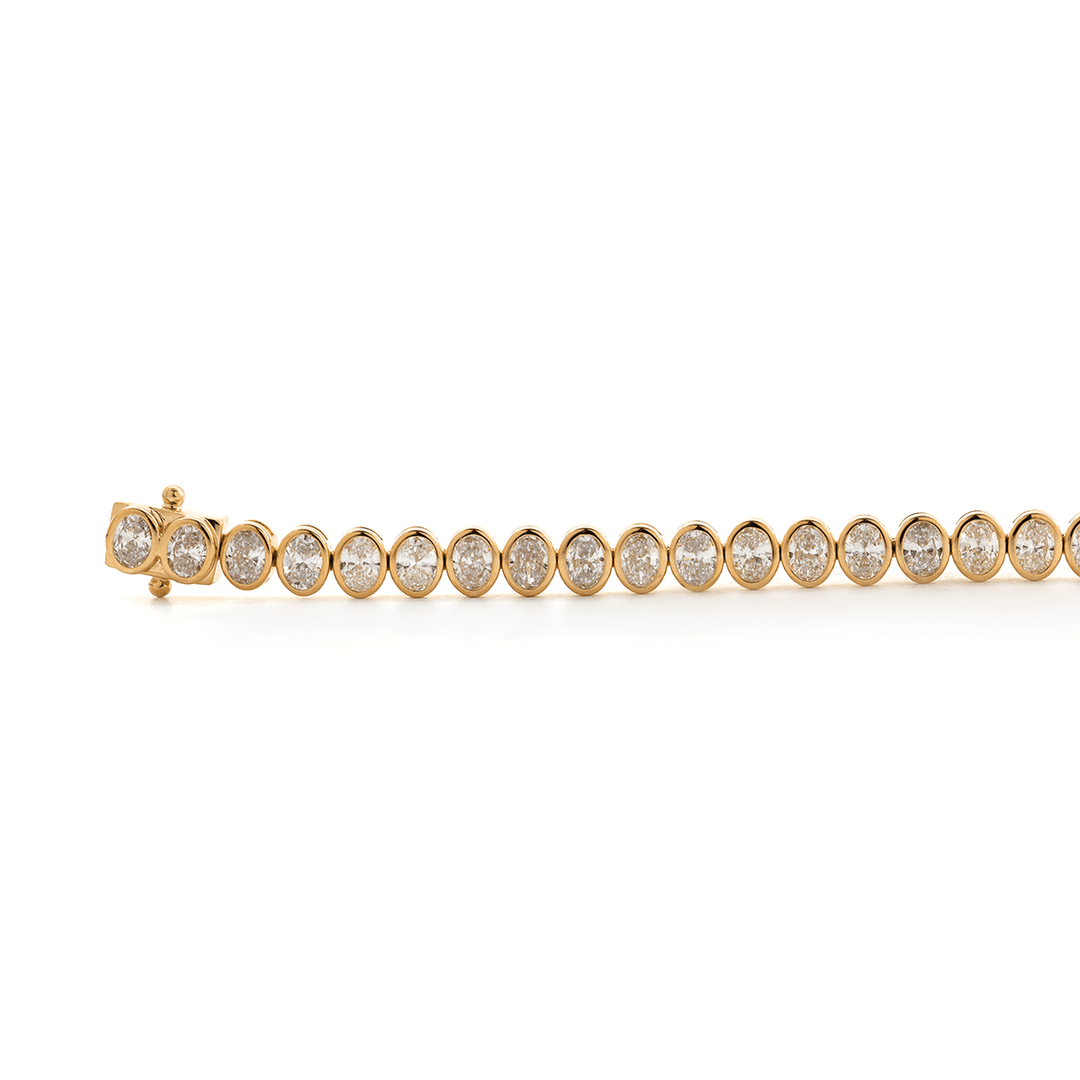 4*3mm Oval Cut Lab Diamond Bezel Tennis Bracelet - FIORESE JEWELRY