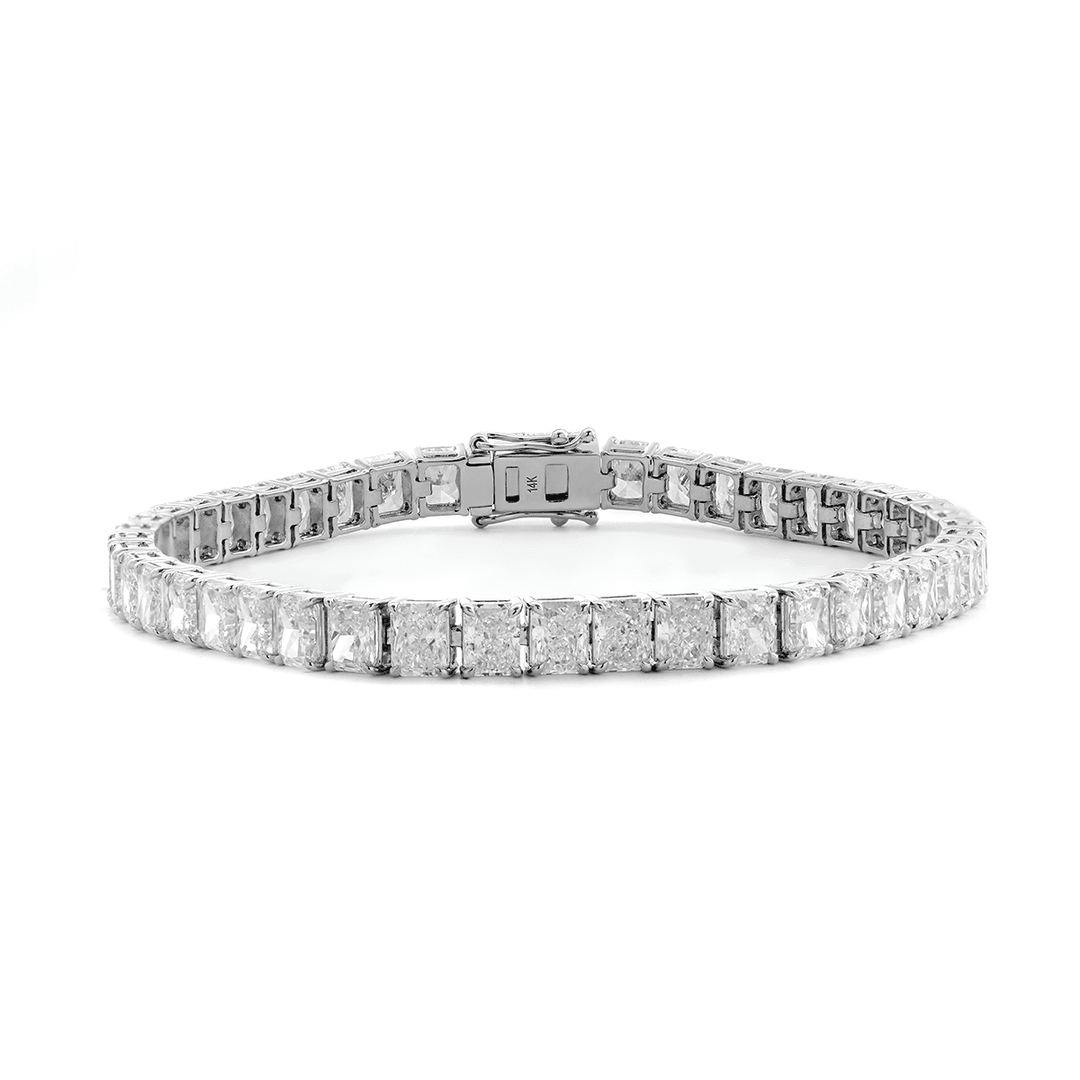 4×3mm Radiant Cut Lab Diamond 4 - Prong Basket Tennis Bracelet with Box Clasp and Double Safety - FIORESE JEWELRY