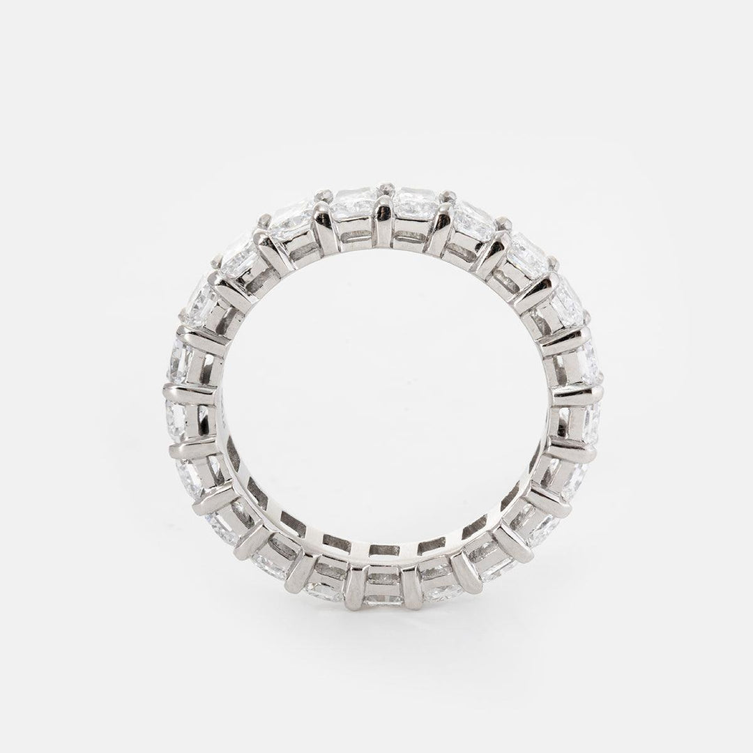 4*3mm Radiant Cut Lab Diamond Shared Claw Prong Basket Eternity Ring - FIORESE JEWELRY
