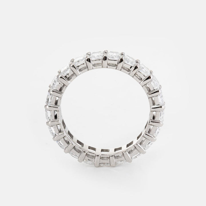 4*3mm Radiant Cut Lab Diamond Shared Claw Prong Basket Eternity Ring - FIORESE JEWELRY