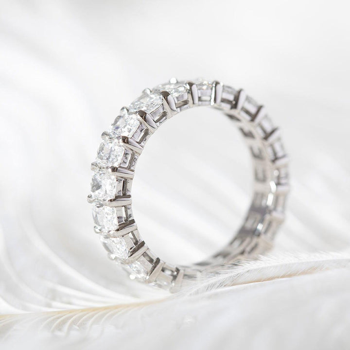 4*3mm Radiant Cut Lab Diamond Shared Claw Prong Basket Eternity Ring - FIORESE JEWELRY