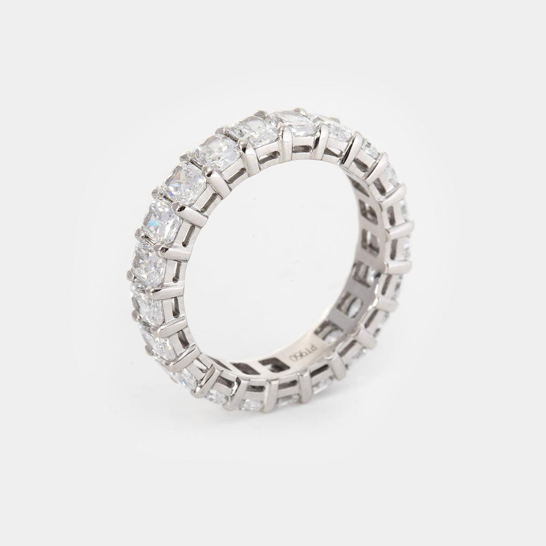 4*3mm Radiant Cut Lab Diamond Shared Claw Prong Basket Eternity Ring - FIORESE JEWELRY