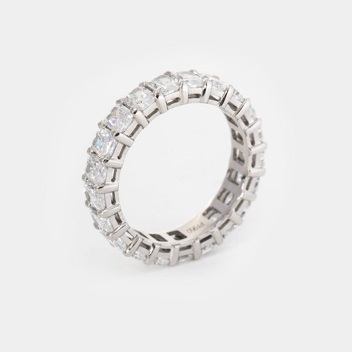 4*3mm Radiant Cut Lab Diamond Shared Claw Prong Basket Eternity Ring - FIORESE JEWELRY