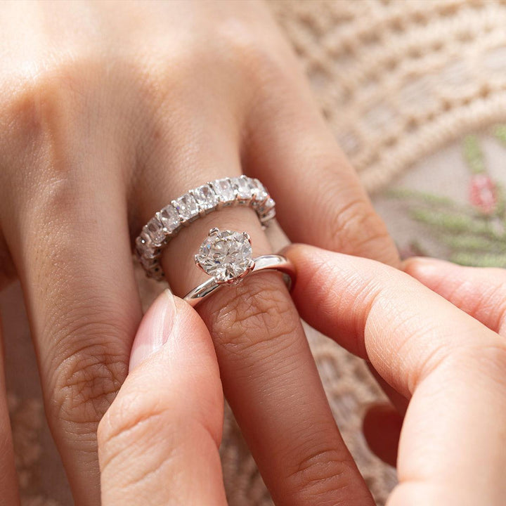 4*3mm Radiant Cut Lab Diamond Shared Claw Prong Basket Eternity Ring - FIORESE JEWELRY