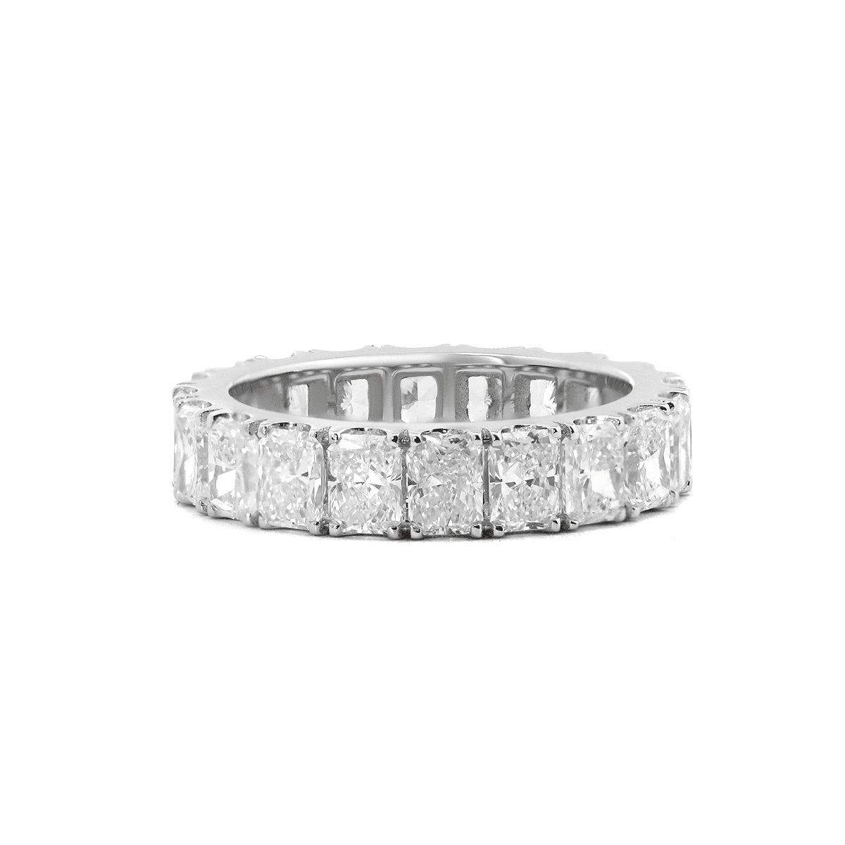 4*3MM Radiant Cut Lab Diamond U Shaped Pave Eternity Band - FIORESE JEWELRY