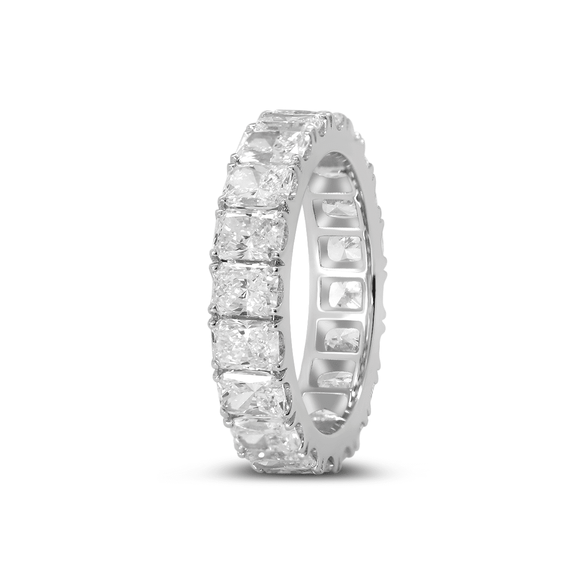 4*3MM Radiant Cut Lab Diamond U Shaped Pave Eternity Band