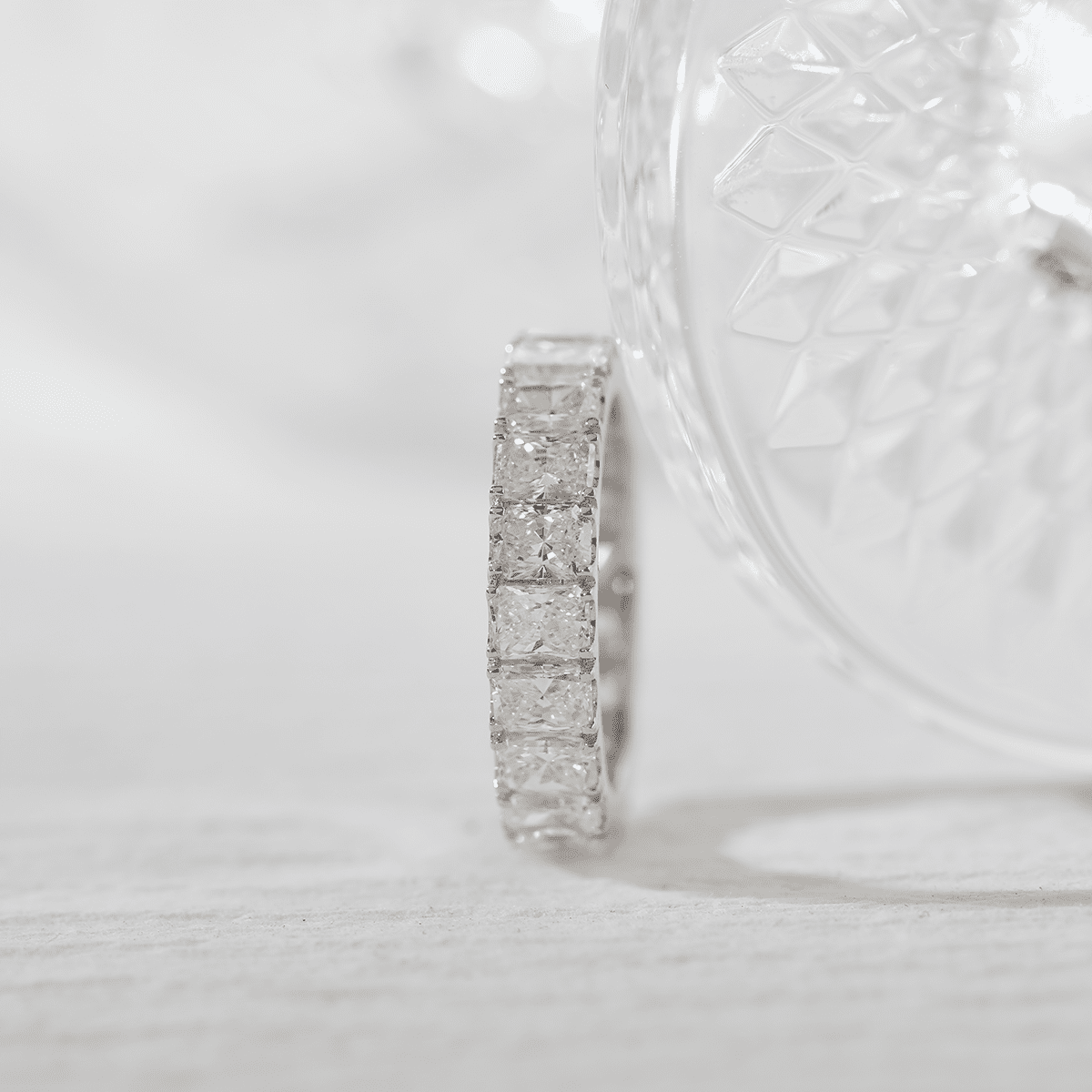 4*3MM Radiant Cut Lab Diamond U Shaped Pave Eternity Band