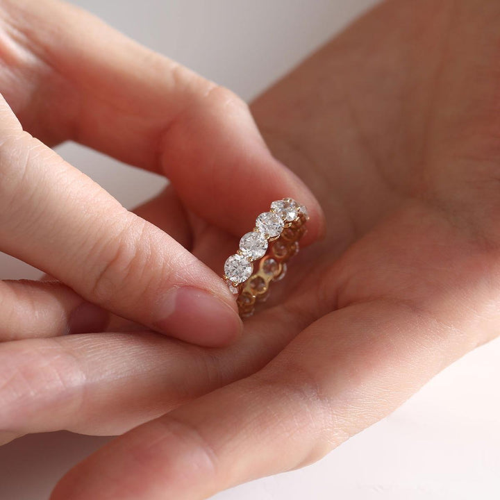 4.3mm Round Lab Diamond Shared Prong Basket Eternity Ring - FIORESE JEWELRY