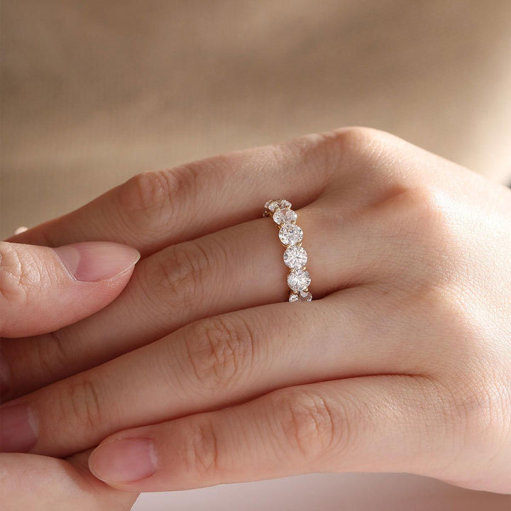 4.3mm Round Lab Diamond Shared Prong Basket Eternity Ring - FIORESE JEWELRY