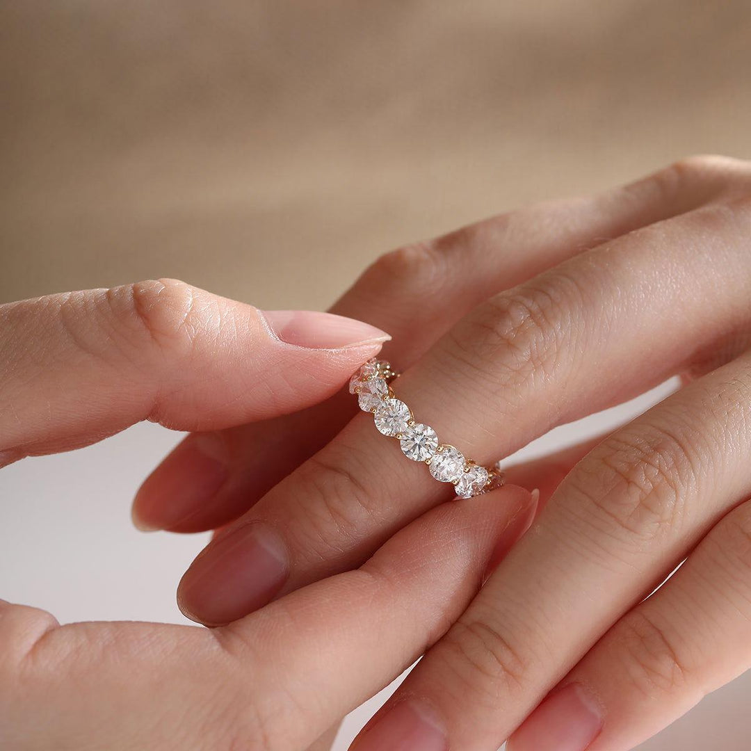 4.3mm Round Lab Diamond Shared Prong Basket Eternity Ring - FIORESE JEWELRY
