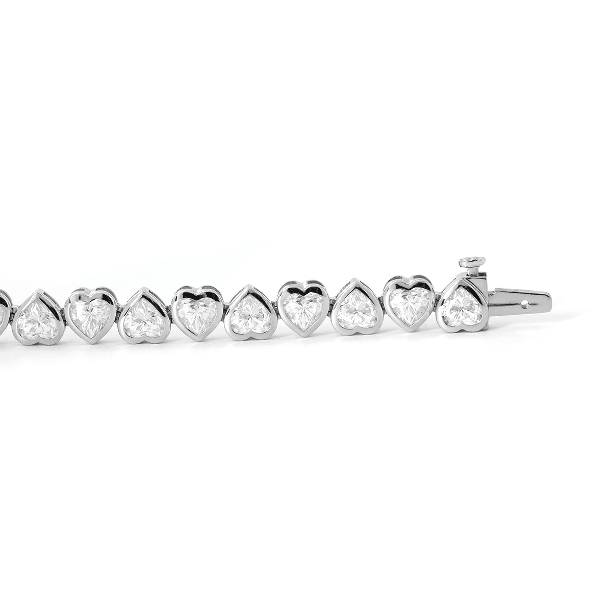 4×4mm Heart-Shaped Lab Diamond Bezel-Set Tennis Bracelet with Box Clasp
