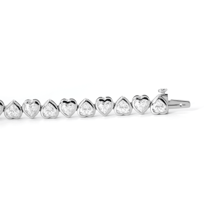 4×4mm Heart - Shaped Lab Diamond Bezel - Set Tennis Bracelet with Box Clasp - FIORESE JEWELRY