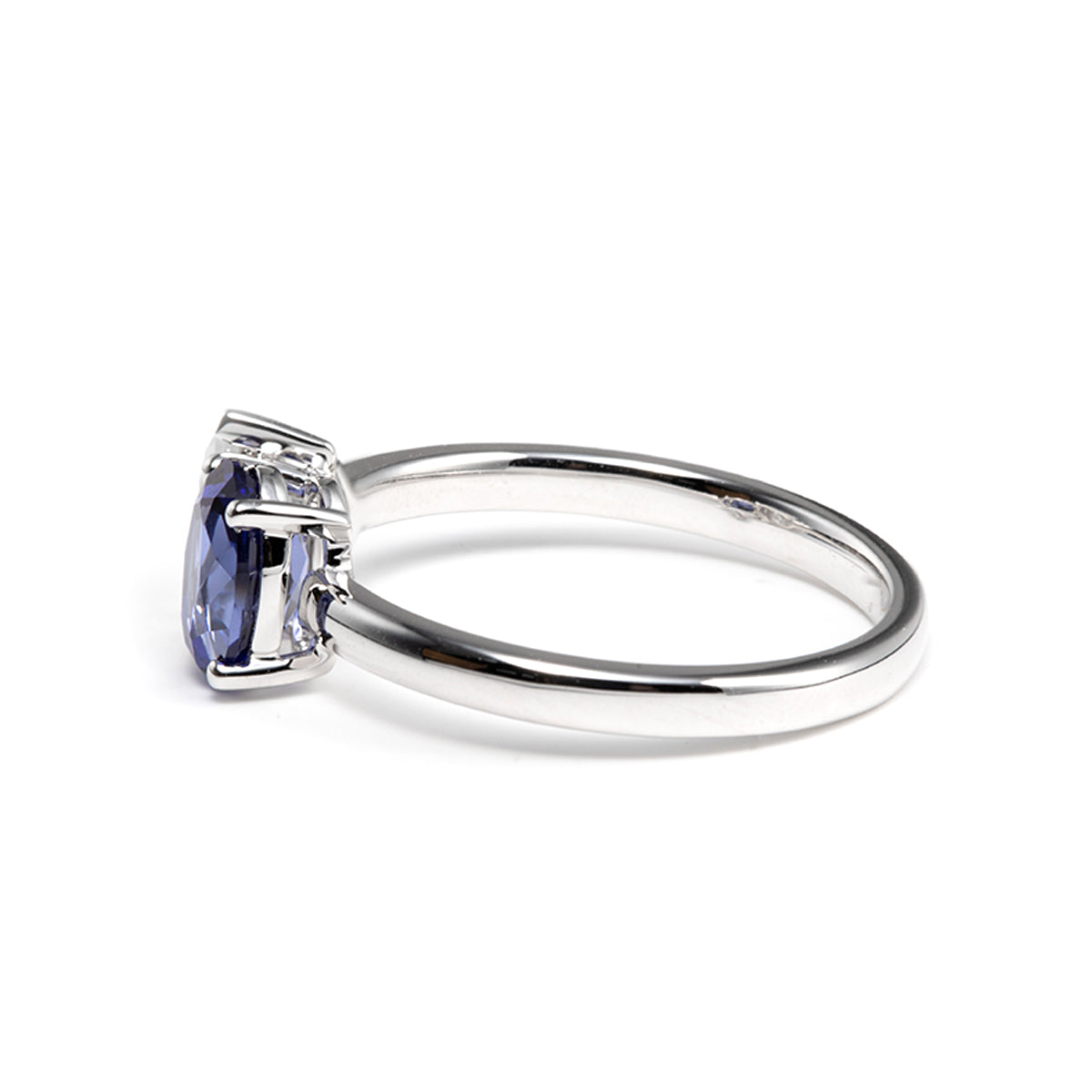 14K Yellow Gold Oval Cut Lab Sapphire and Pear Shaped Lab Diamond Toi et Moi Ring