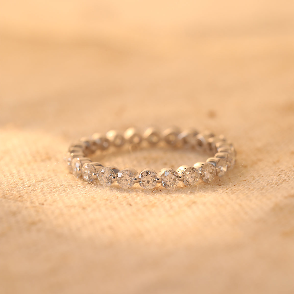 14K White Gold Round Cut Lab Diamond Eternity Ring