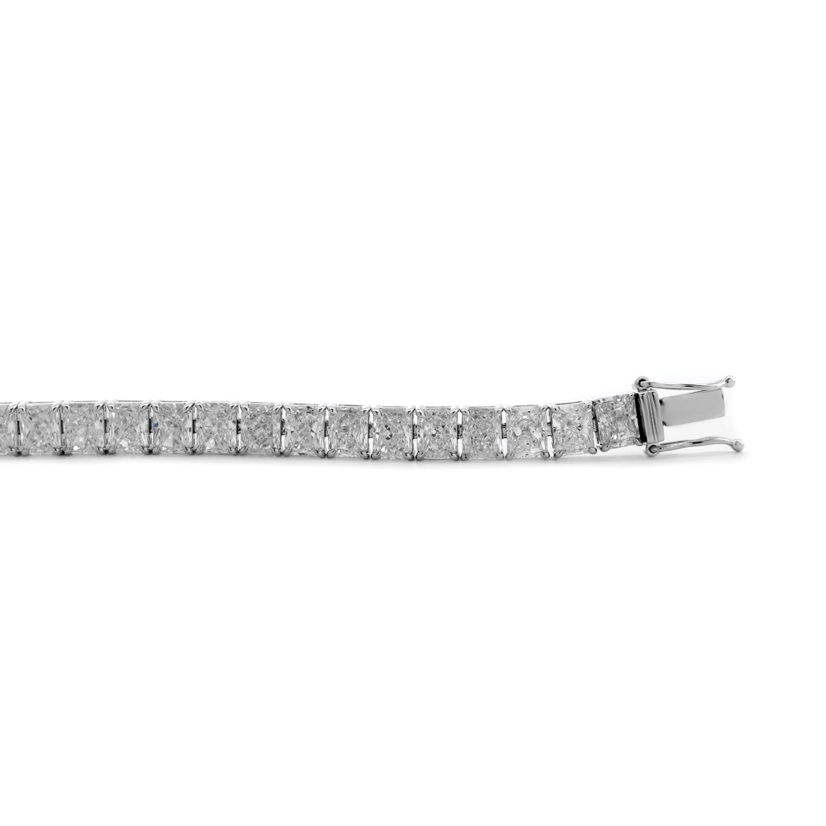 14K White Gold Radiant Cut Lab Diamond 4 Claw Prong Basket Tennis Bracelet