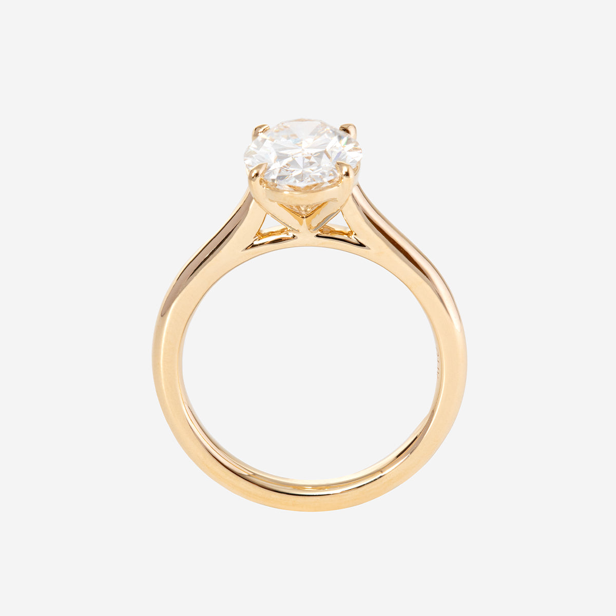 14K Yellow Gold 2ct Oval Cut Lab Diamond 4 Prong Solitaire Ring