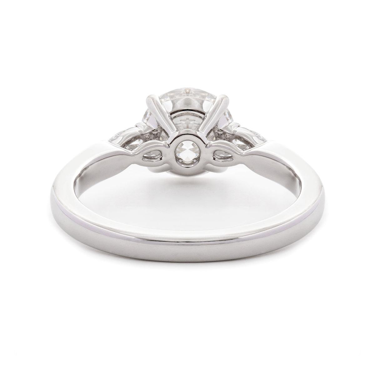 14K White Gold 1.5ct Round Cut Lab Diamond Three Stone Ring