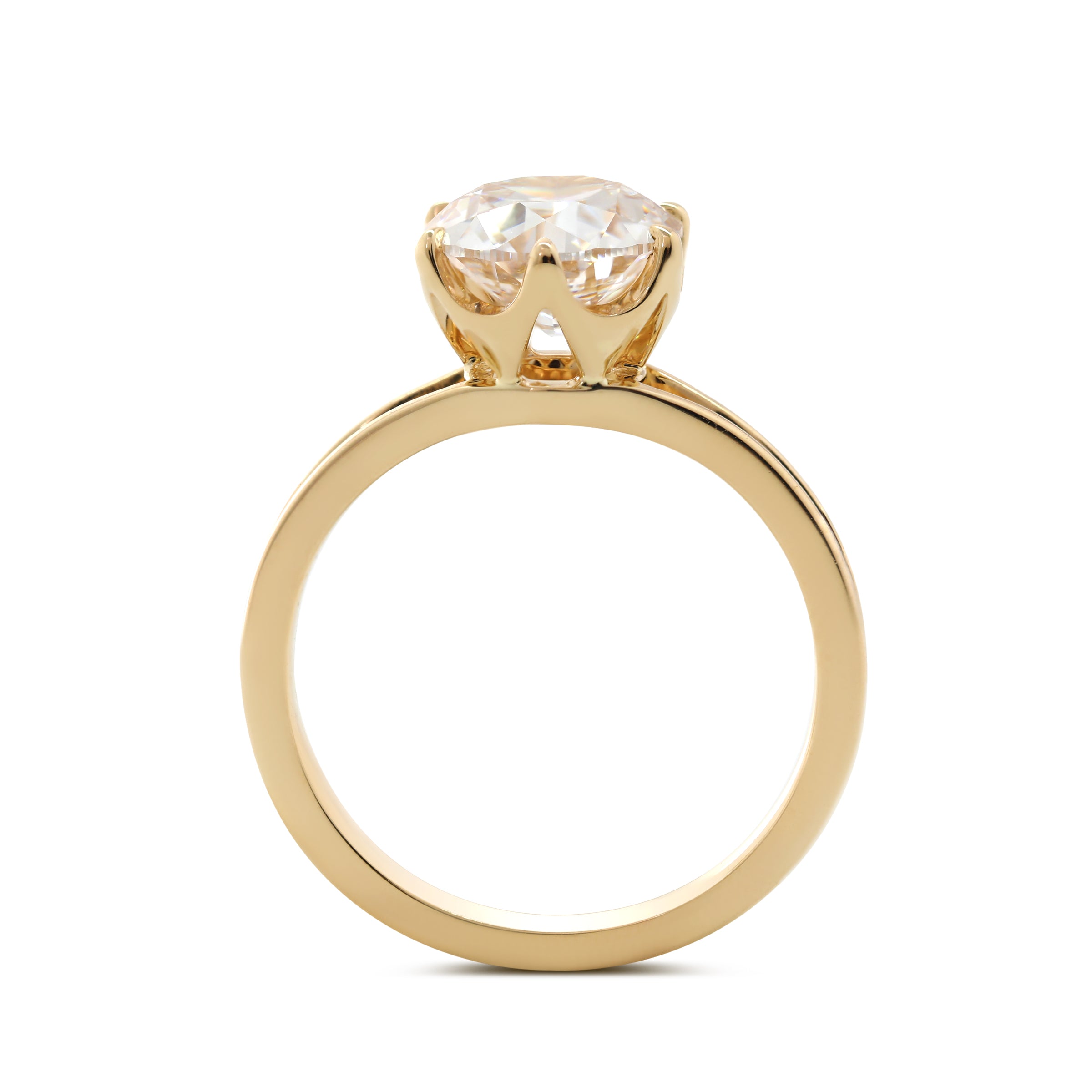 14K Yellow Gold 2.5ct Old European Cut Lab Diamond 6 Claw Prong Crown Basket Solitaire Ring