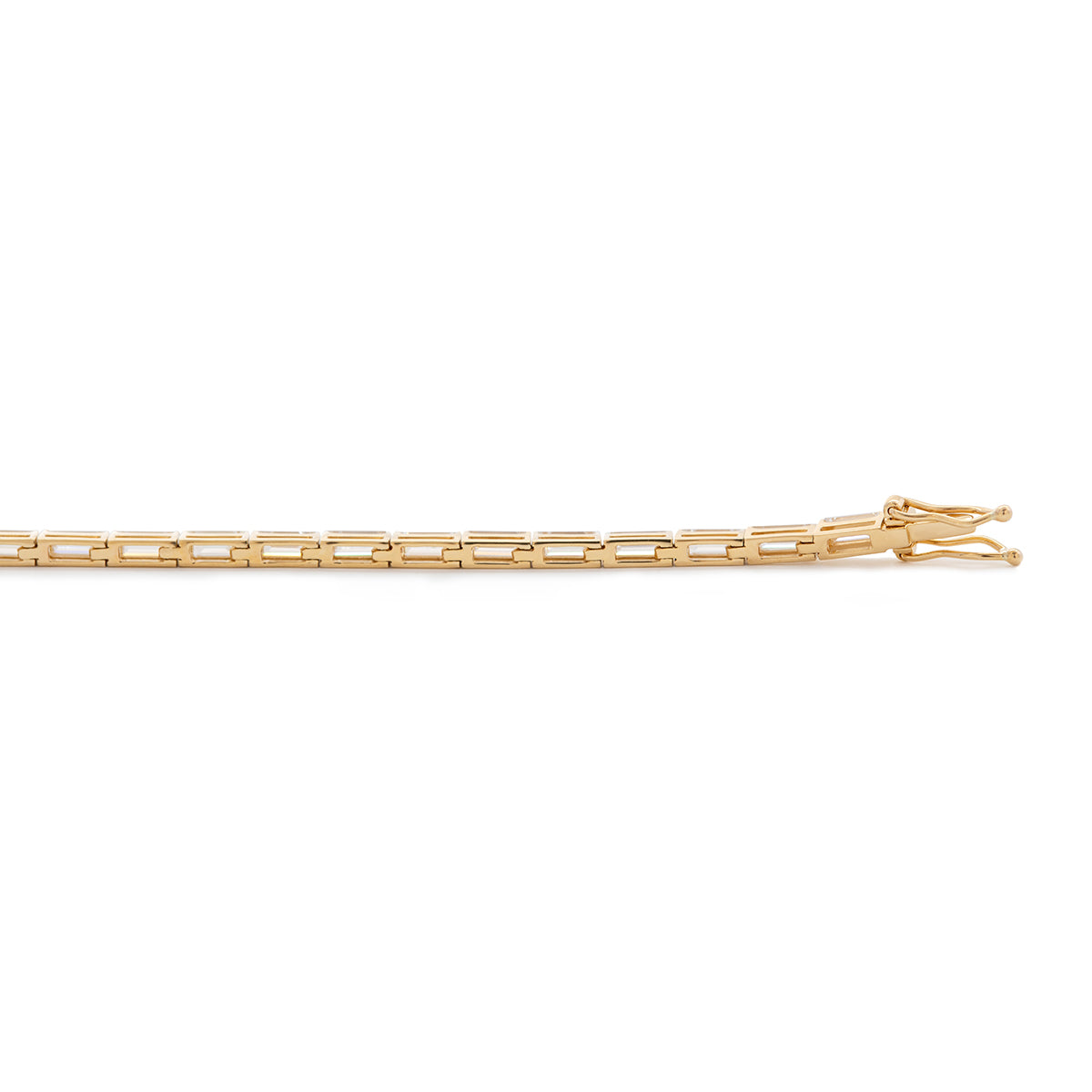 14K Yellow Gold Baguette Cut Diamond Half Bezel Tennis Bracelet