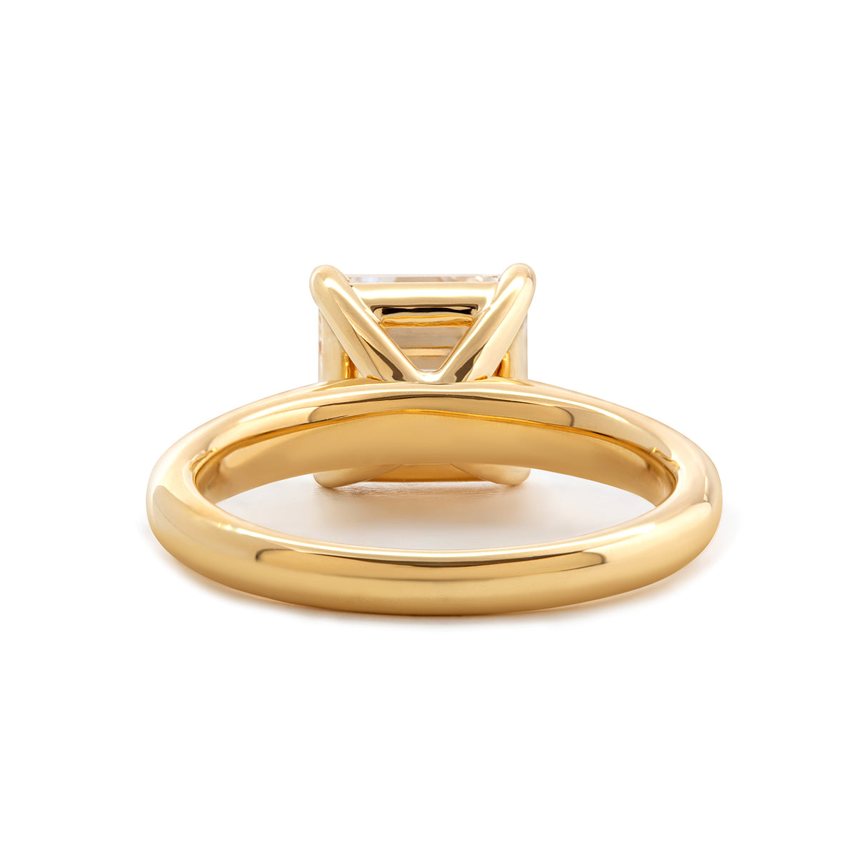 18k Yellow Gold 3ct Asscher Cut Lab Diamond 4 Claw Prong Basket Setting Ring