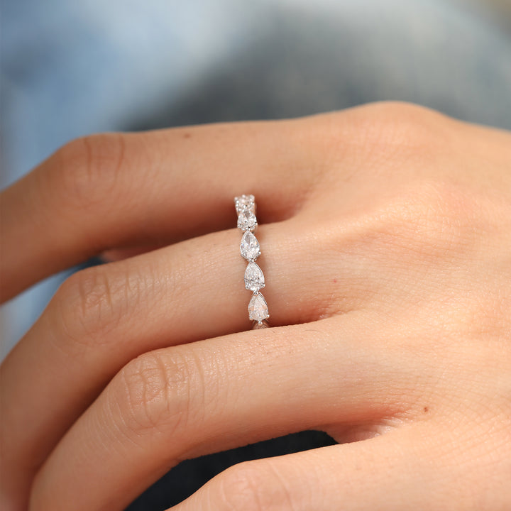 Pear-Cut Lab Diamond East-West Eternity Wedding Ring
