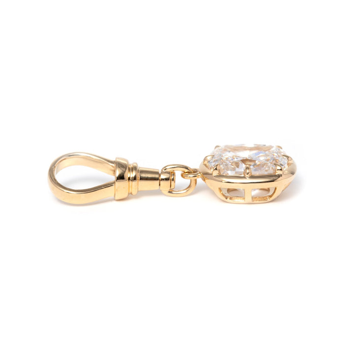 5 CT Elongated Cushion Cut Lab Diamond Bezel Pendant Necklace with Adjustable Beaded Chain - FIORESE JEWELRY