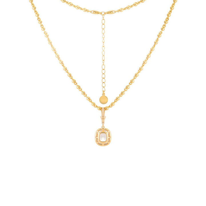 5 CT Elongated Cushion Cut Lab Diamond Bezel Pendant Necklace with Adjustable Beaded Chain - FIORESE JEWELRY