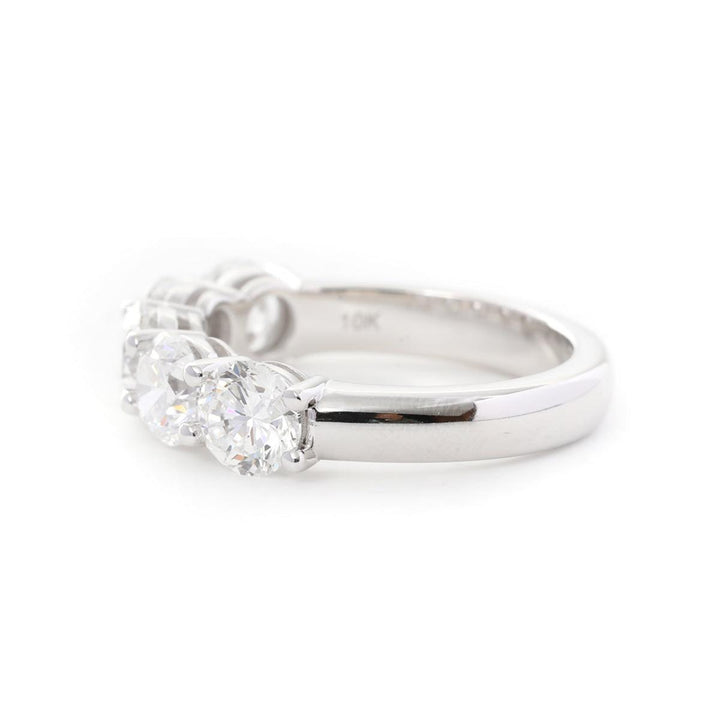 5 - Sotne Round Diamond Shared - prong Basket Ring - FIORESE JEWELRY