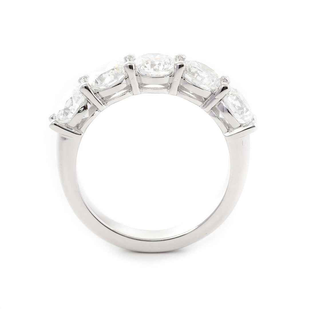 5 - Sotne Round Diamond Shared - prong Basket Ring - FIORESE JEWELRY