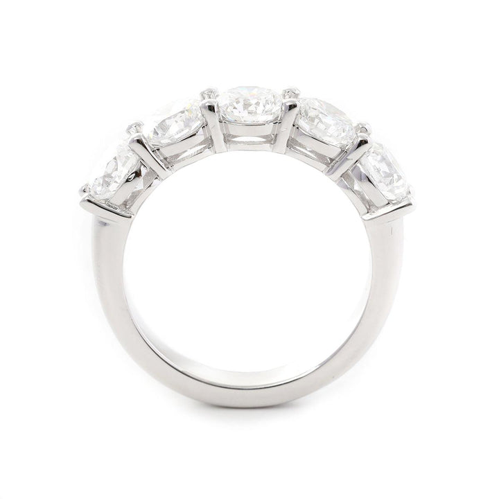 5 - Sotne Round Diamond Shared - prong Basket Ring - FIORESE JEWELRY