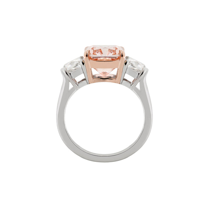 5.15CT Cushion Fancy Lab Diamond Diamond Three Stone Ring - FIORESE JEWELRY