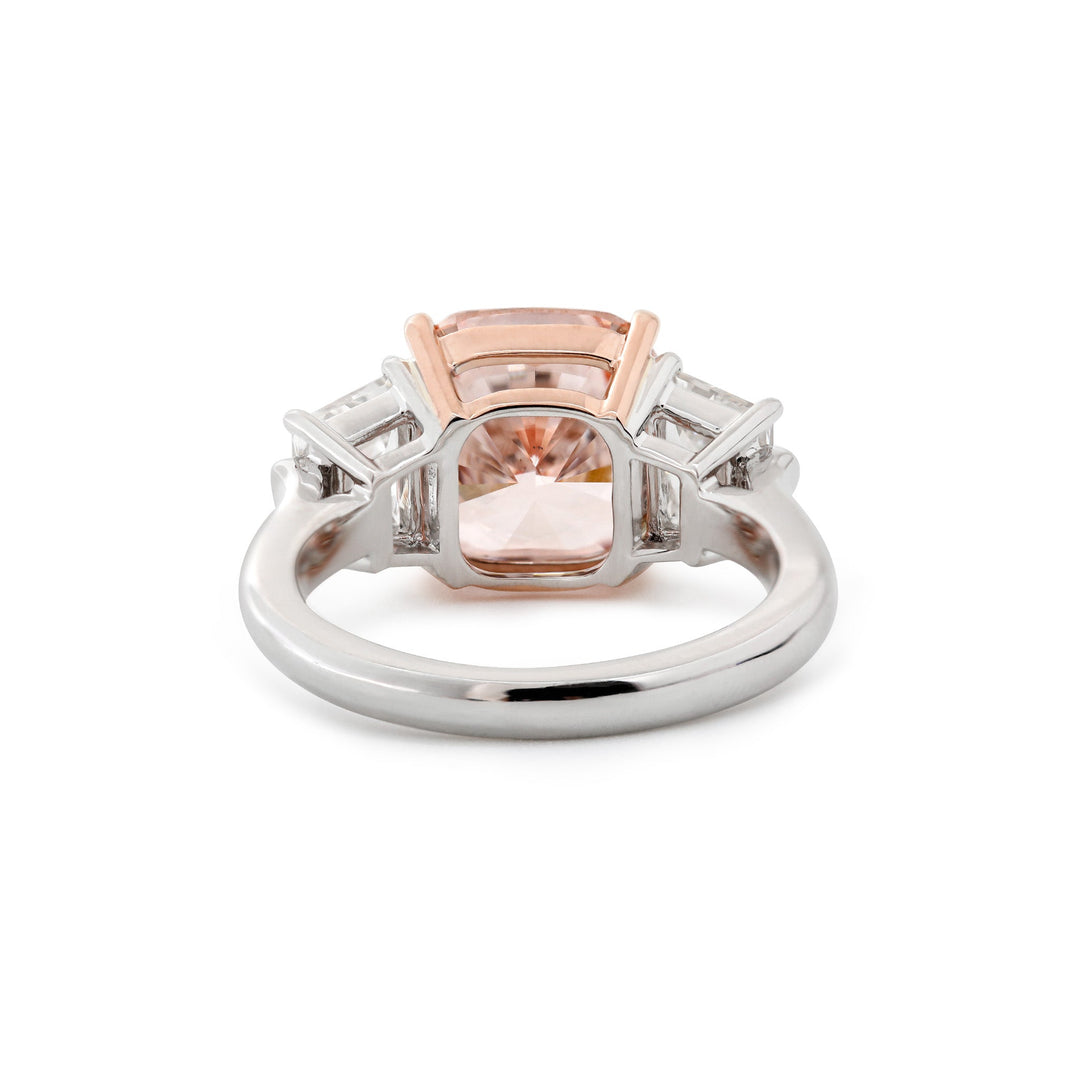 5.15CT Cushion Fancy Lab Diamond Diamond Three Stone Ring - FIORESE JEWELRY