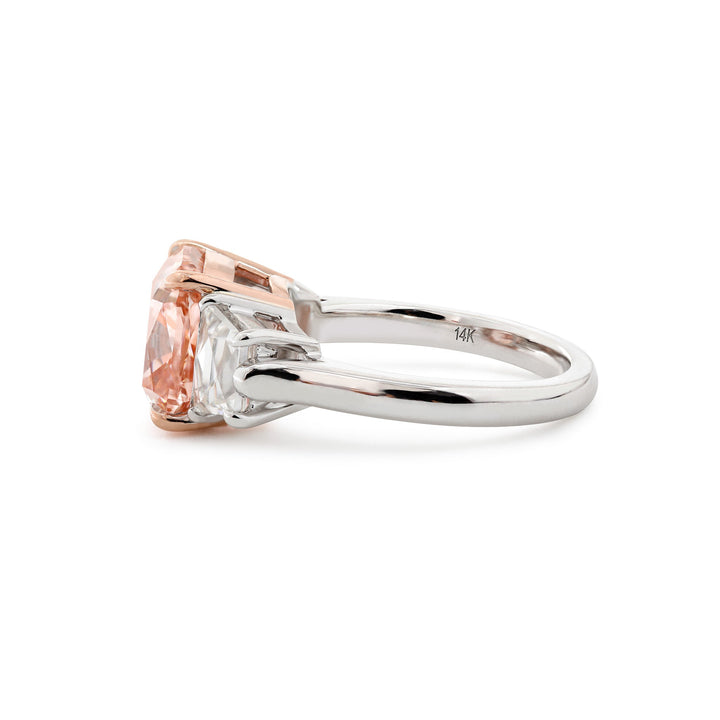 5.15CT Cushion Fancy Lab Diamond Diamond Three Stone Ring - FIORESE JEWELRY