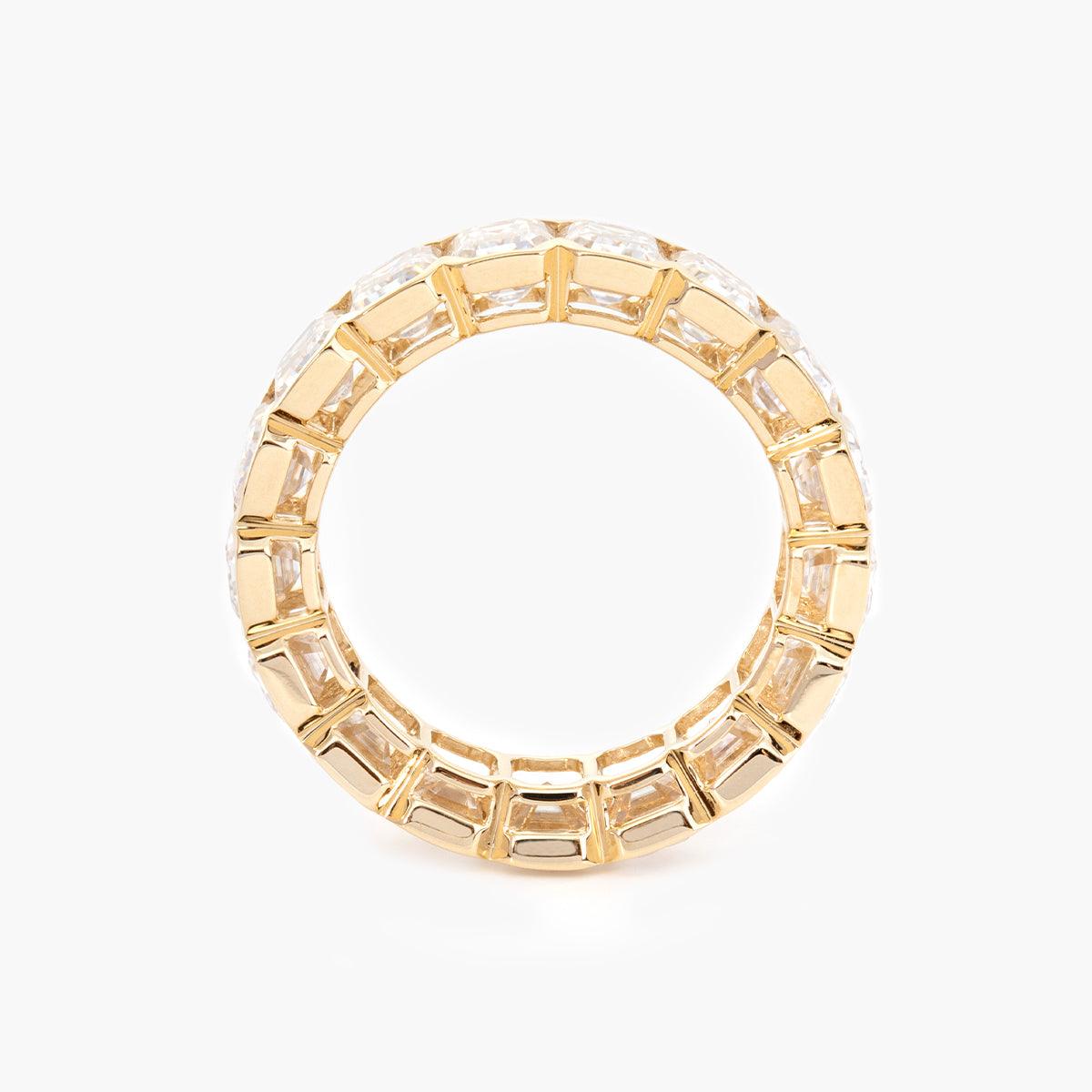 5*3mm Emerald Cut Lab Diamond Half Bezel Basket Eternity Ring