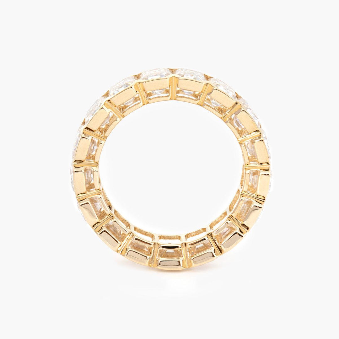 5*3mm Emerald Cut Lab Diamond Half Bezel Basket Eternity Ring - FIORESE JEWELRY