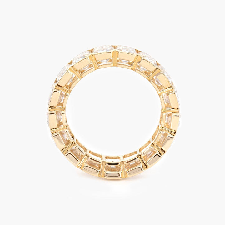 5*3mm Emerald Cut Lab Diamond Half Bezel Basket Eternity Ring - FIORESE JEWELRY