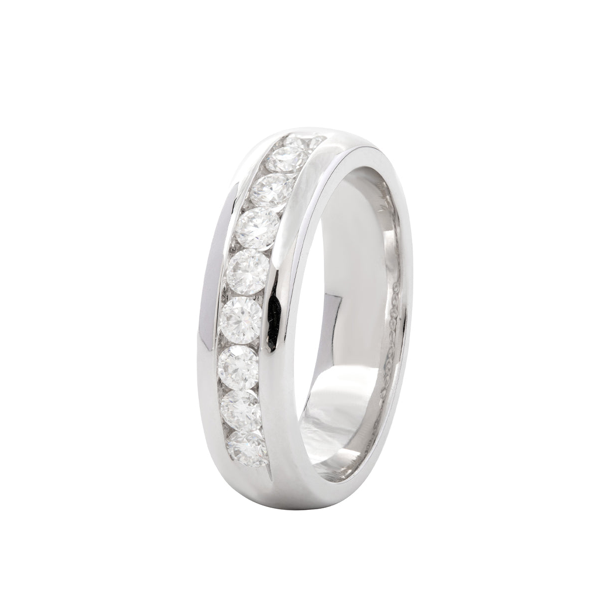 14K White Gold Round Lab Diamond Channel Setting Men's Ring