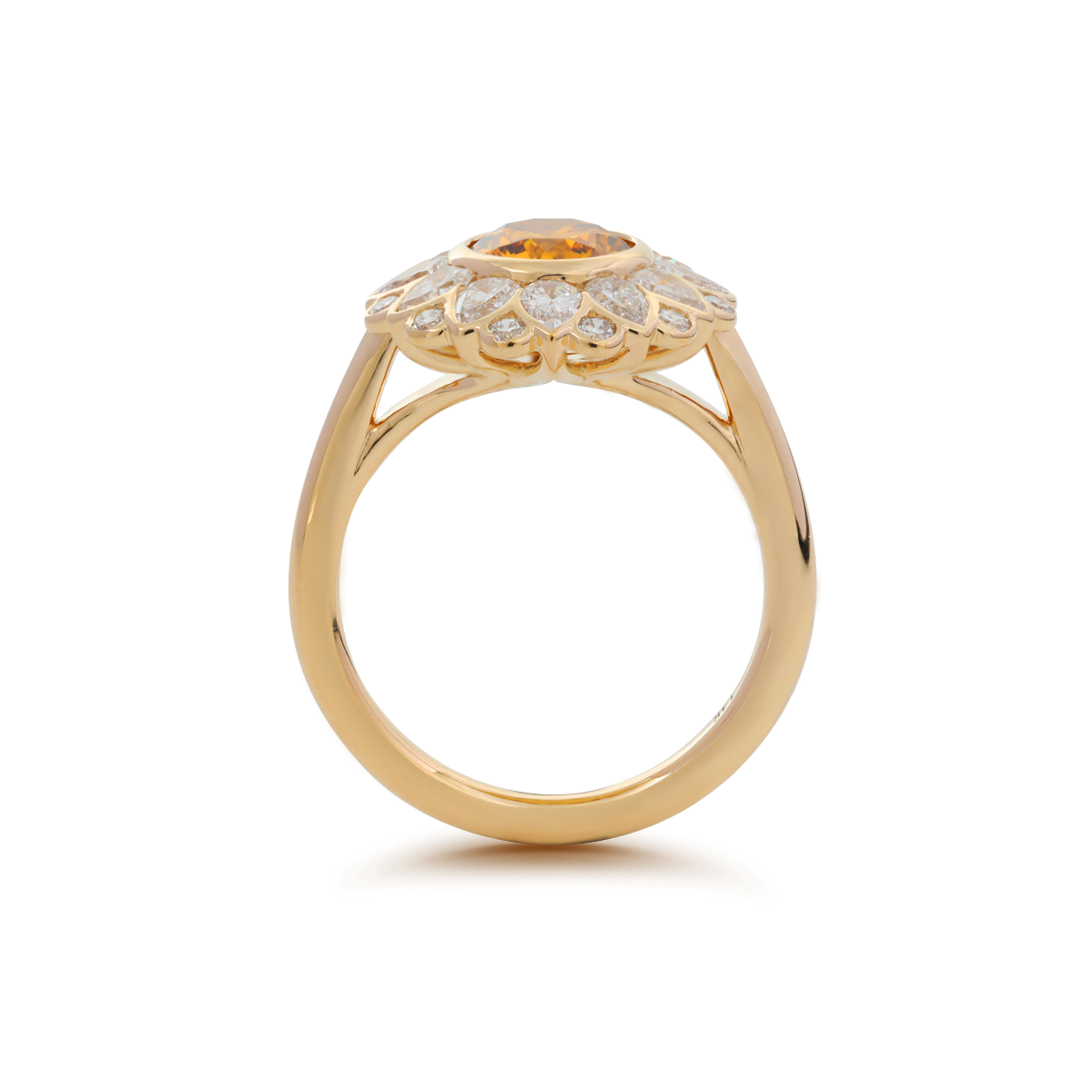 14K Yellow Gold 1.5ct Round Cut Yellow Lab Diamond Nature-Inspired Sunflower Halo Ring