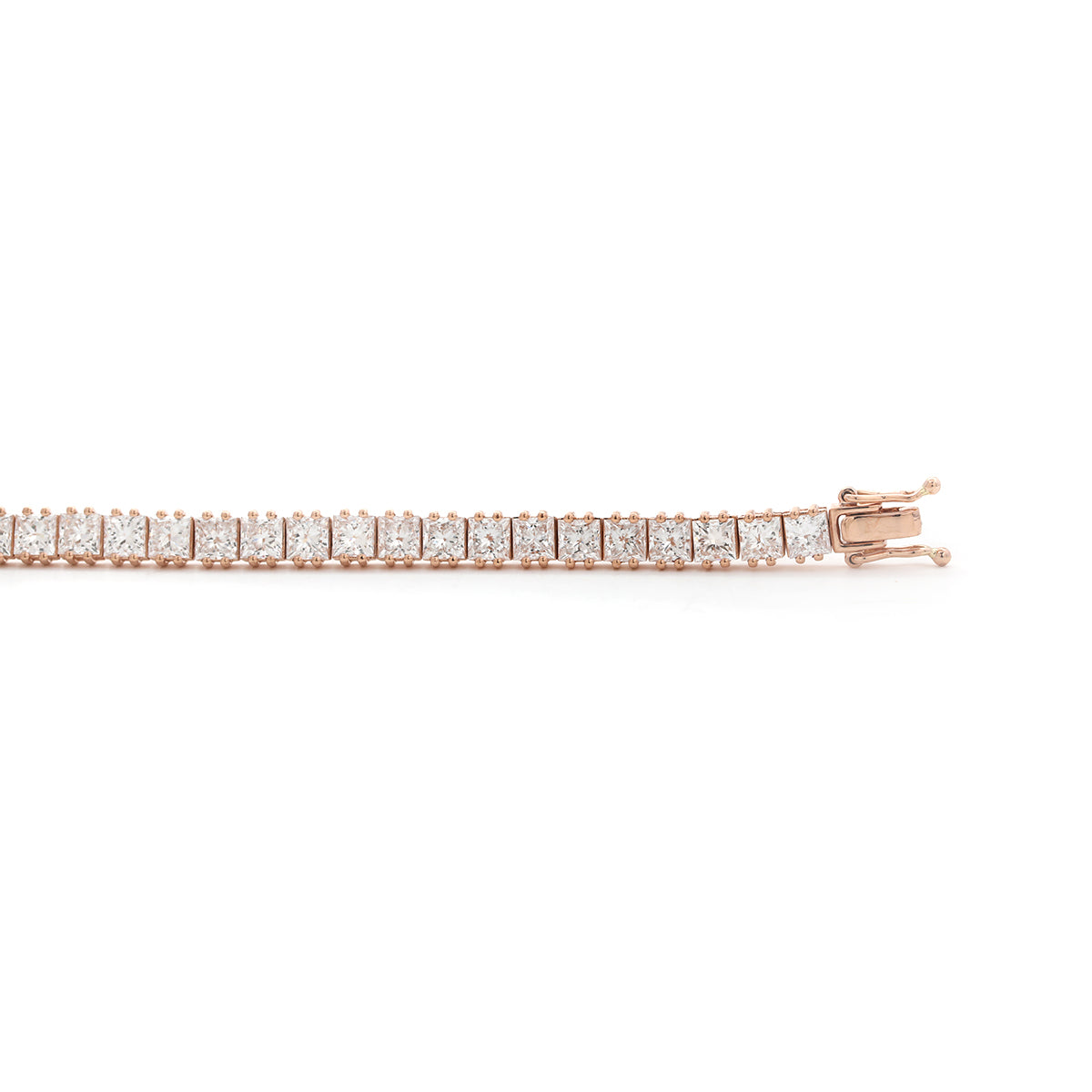 18K Rose Gold Princess Cut Lab Diamond Tennis Bracelet