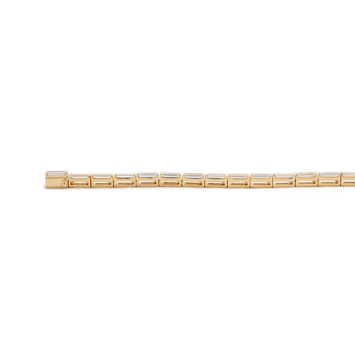 14K Yellow Gold Baguette Cut Diamond Half Bezel Tennis Bracelet