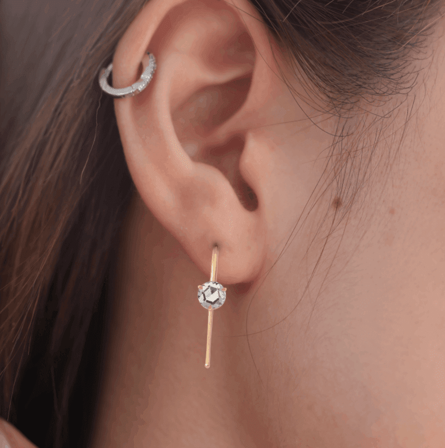 5mm Rose Cut Lab Diamond Hook Earrings - FIORESE JEWELRY