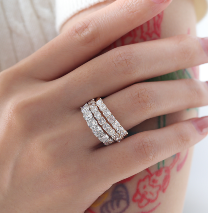 Cushion-Cut Lab Diamond 7-Stone Half Eternity Ring
