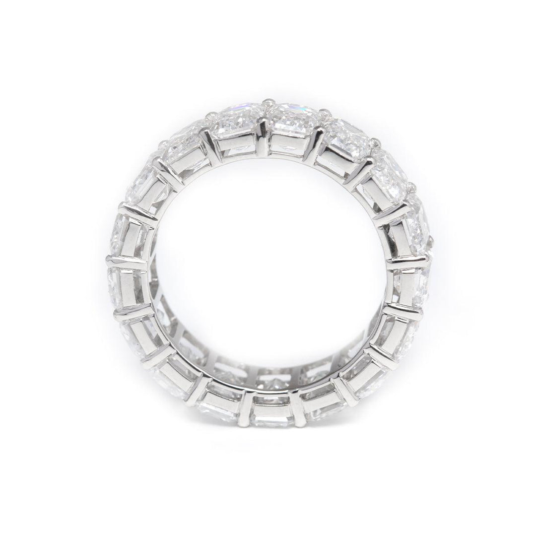 6*4mm Emerald Cut Lab Diamond Shared Prong Basket Eternity Ring - FIORESE JEWELRY