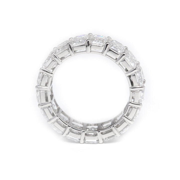 6*4mm Emerald Cut Lab Diamond Shared Prong Basket Eternity Ring - FIORESE JEWELRY