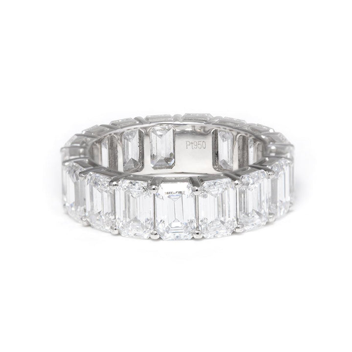 6*4mm Emerald Cut Lab Diamond Shared Prong Basket Eternity Ring - FIORESE JEWELRY