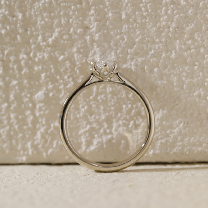 Pear-Cut Lab Diamond Solitaire Ring with Tulip Basket Cathedral Setting